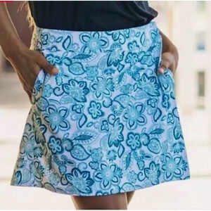 RipSkirt Hawaii Wrap Mini Skirt Medium Length 1  Seaglass Floral Teal Blue